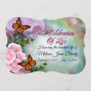 Célébration de la vie Invitation papillons orchidé
