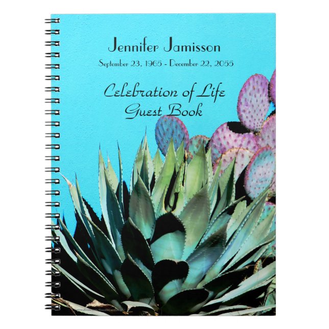 Célébration de la vie Livre d'invité, Agave et Cac (Devant)