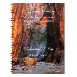 Célébration de la vie Livre d'invité Zion Narrows