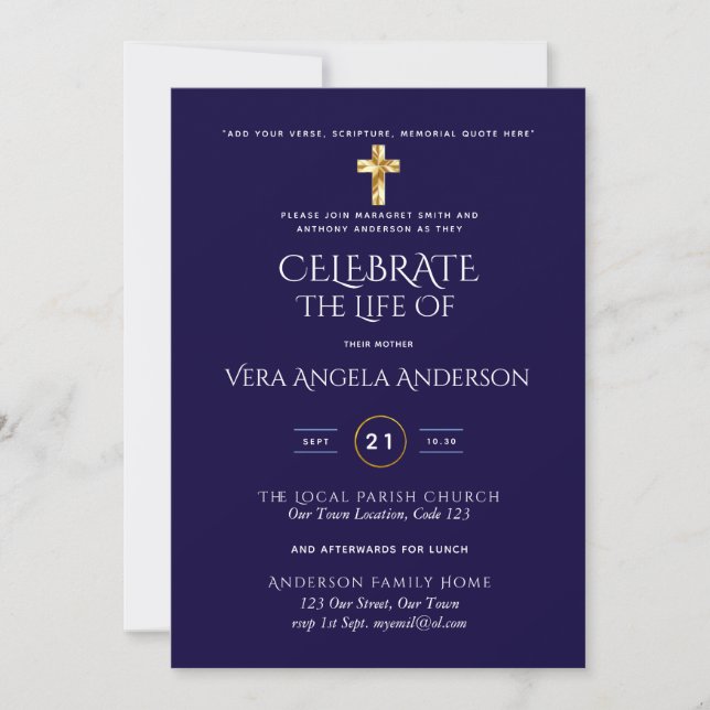 Célébration de la vie Mémorial funéraire catholiqu (Devant)