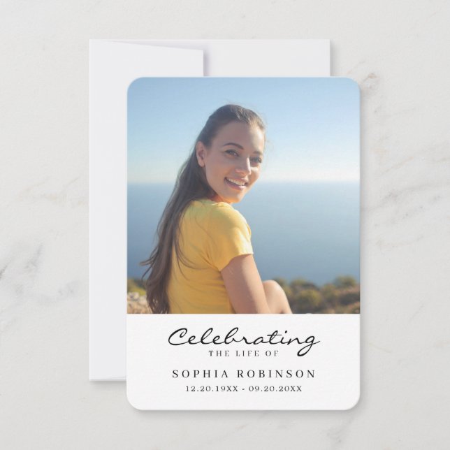 Célébration de la vie Photo Funeral Memorial Card (Devant)