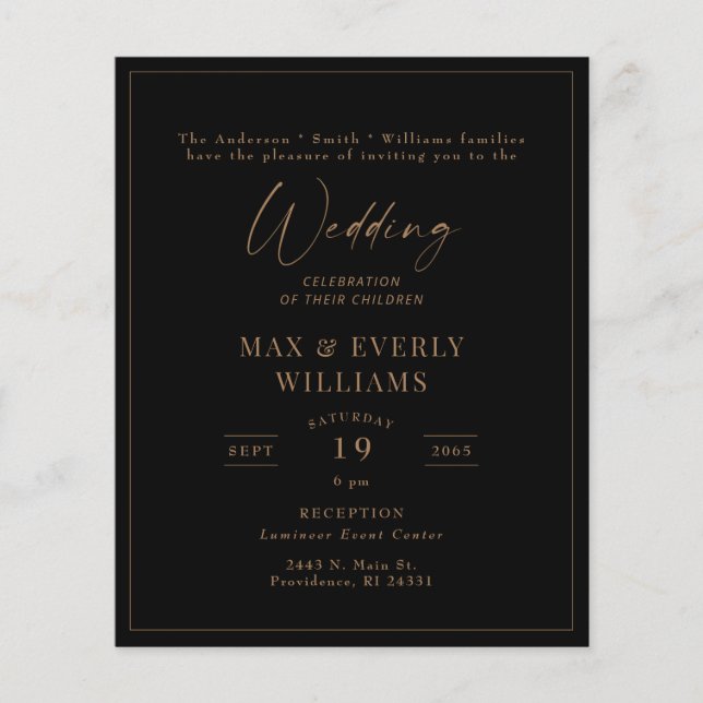 Célébration du Mariage Black & Gold encadré dans l (Devant)