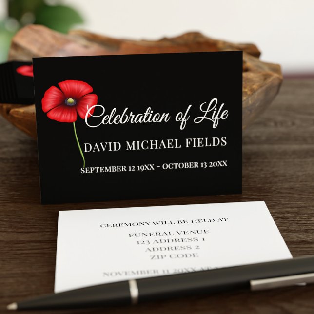 Célébration du pavot de la vie Cartes funéraires (Celebration of Life business cards just for you)