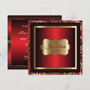 Célébration du Red & Gold Dot Party  Invitations