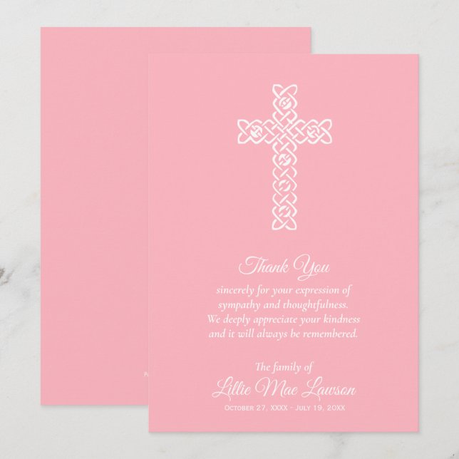 Célébration funéraire de la vie Merci rose (Devant / Derrière)