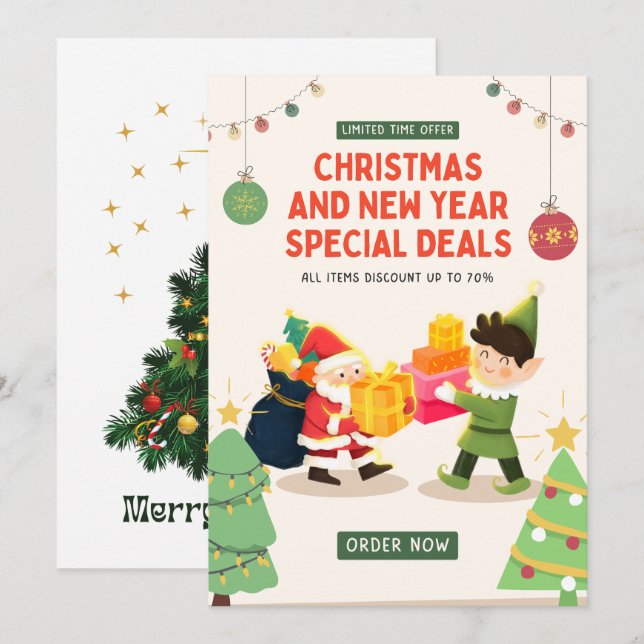 "Célébration magique : Carte d'invitation de Noël (Devant / Derrière)