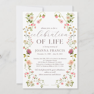 Celebration Of Life Floral Beautiful Invitation