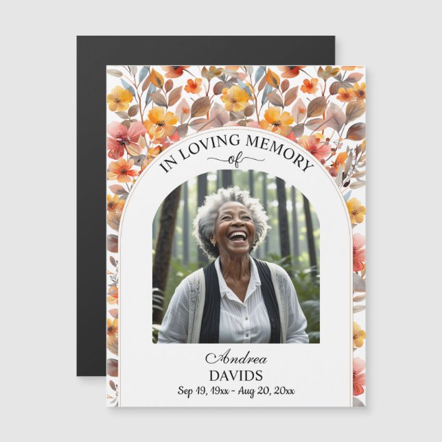 Celebration Of Life Floral Magnetic Keepsake (Devant / Derrière)