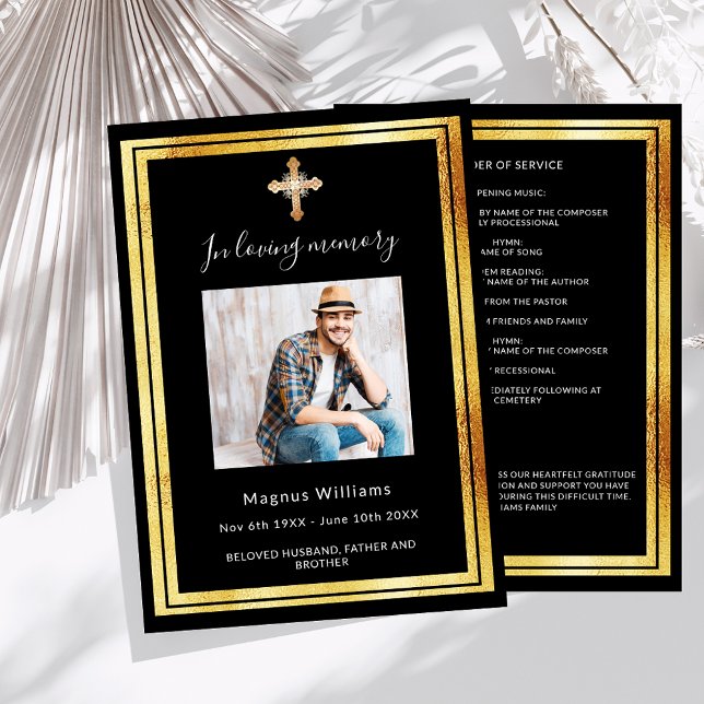 Célébration vie funéraire programme photo noir (Créateur téléchargé)