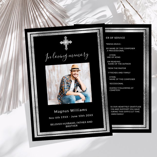 Célébration vie funéraire programme photo noir (Créateur téléchargé)