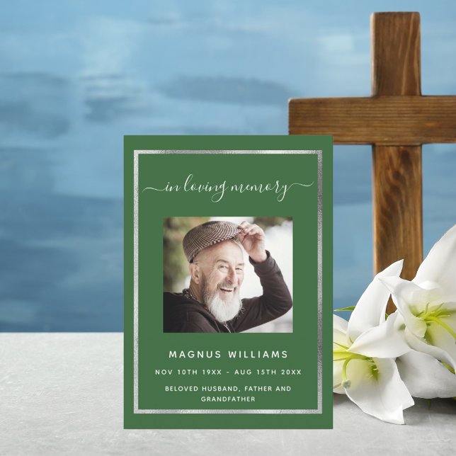 Célébration vie funéraire programme photo verte (Créateur téléchargé)