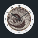 Célèbre Orloj & Horloge Astronomique Prague / Czec<br><div class="desc">HORLOGE DU MUR : Prague et la célèbre horloge astronomique - partie de la tour de l'horloge de Prague appelée "Orloj" situé au coeur de la vieille ville Carré. Design de mode vintage avec technique d'impression couleur antique. Des panneaux de zodiaque sonnent près du centre, avec le soleil et la...</div>
