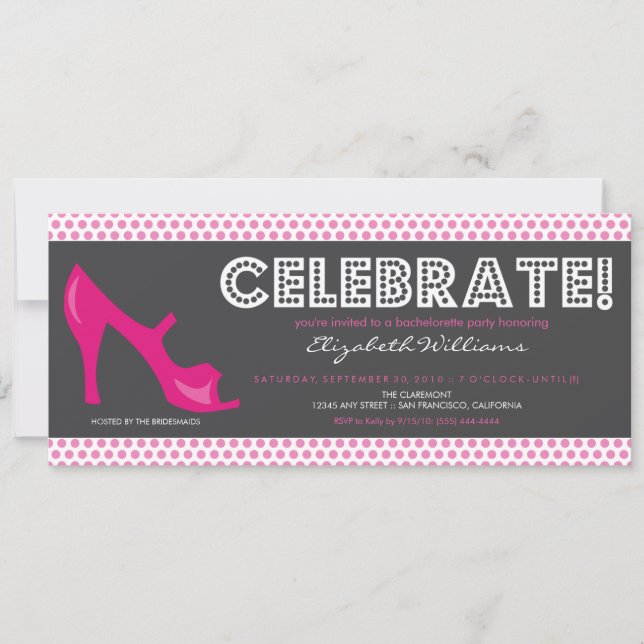 CÉLÉBRER ! Billboard Bachelorette Invitation (rose (Devant)