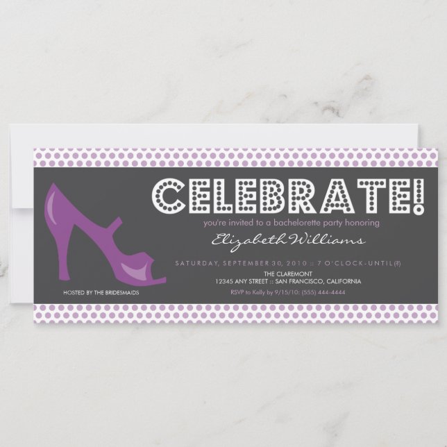 CÉLÉBRER ! Billboard Bachelorette Invitation (viol (Devant)