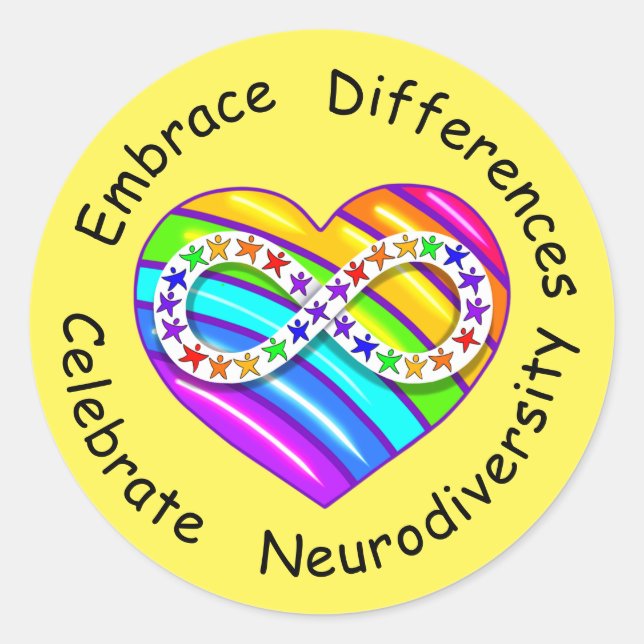 Célébrer la neurodiversité Autisme Stickers Coeur (Devant)