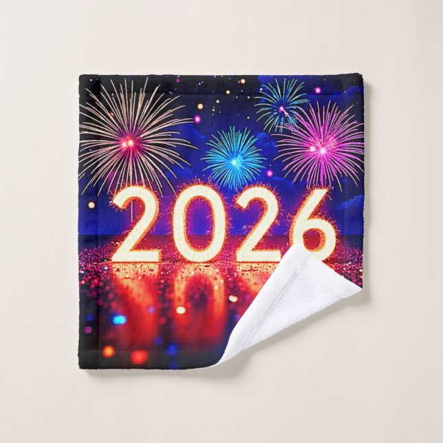 Célébrez 2026 : Conception d'étincelle d'avenir ra (Gant de toilette)
