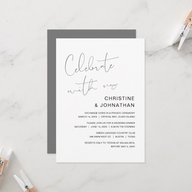 Célébrez avec nous, invitation moderne de mariage  (Devant/Arrière en situation)
