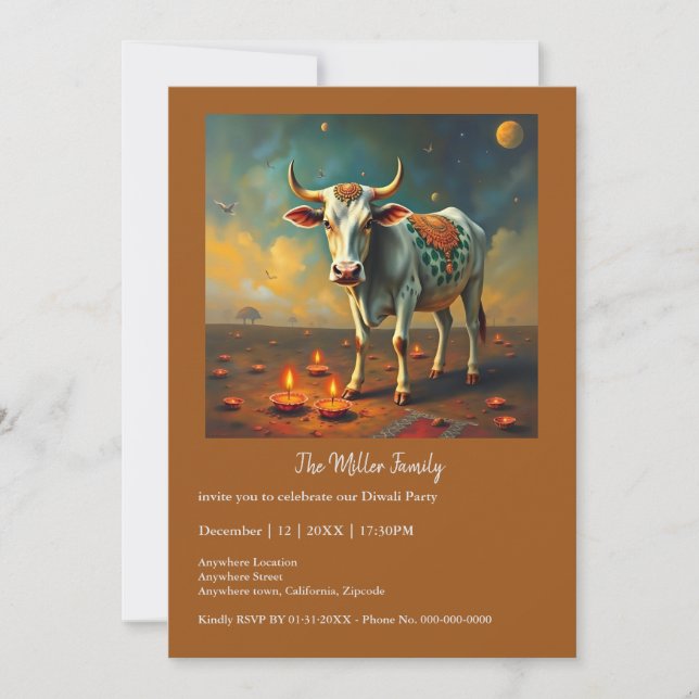 Célébrez Diwali Vaches sacrées Diyas (Devant)