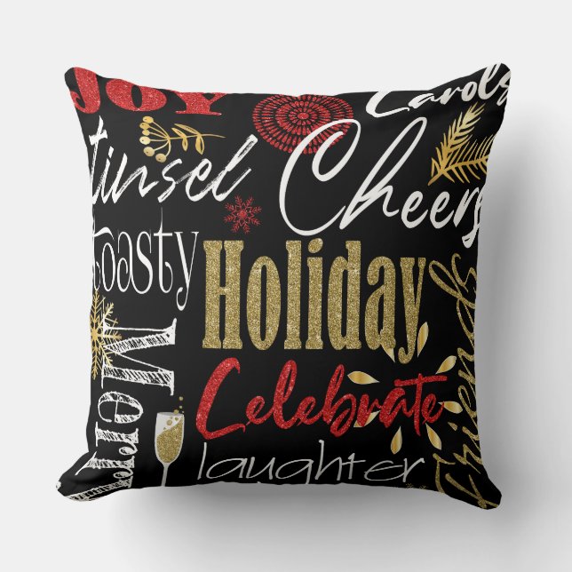 Célébrez le Coussin Black/Gold Holiday (Recto)