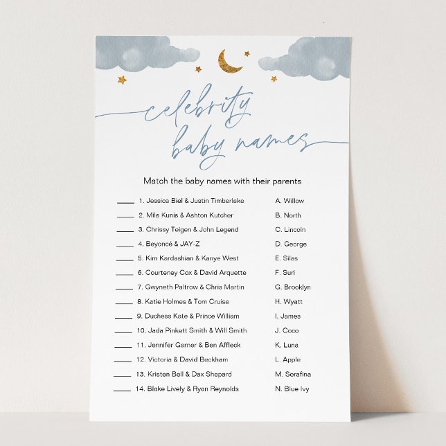 Celebrity Baby Name Twinkle Star Baby shower Jeu (Créateur téléchargé)