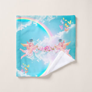 céleste, cherub, ange, arc-en-ciel, nuage, salle d