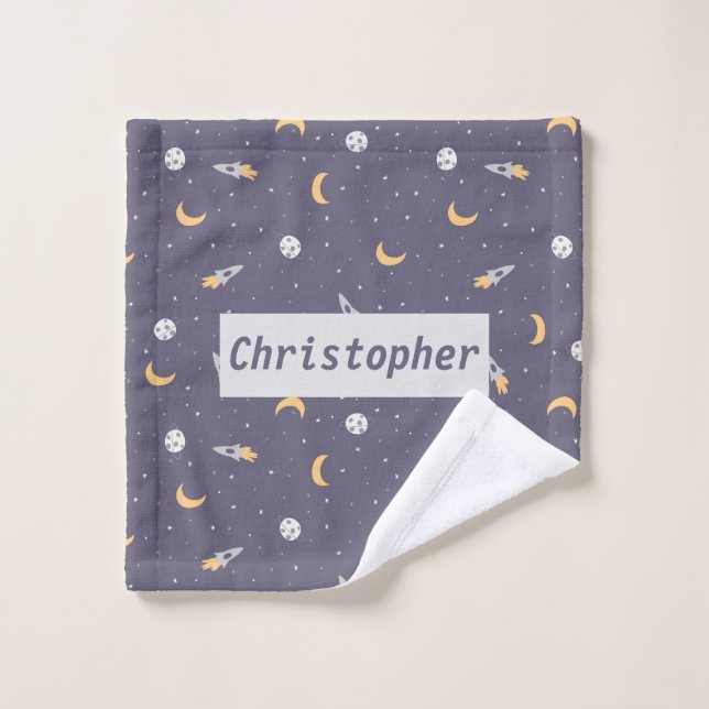Céleste Rocket Moon Stars Planet Motif (Gant de toilette)