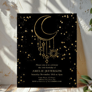 Céleste Star Moon Budget Anniversaire Invitation
