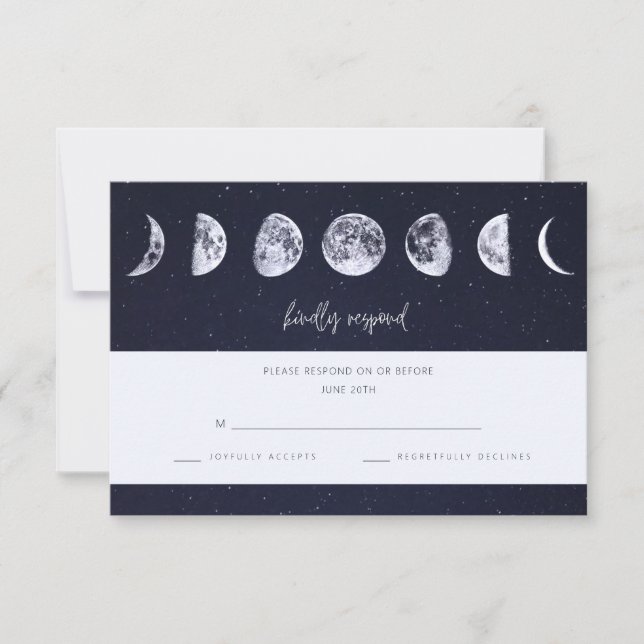 Céleste Starry Sky Moon Phases Mariage RSVP (Devant)