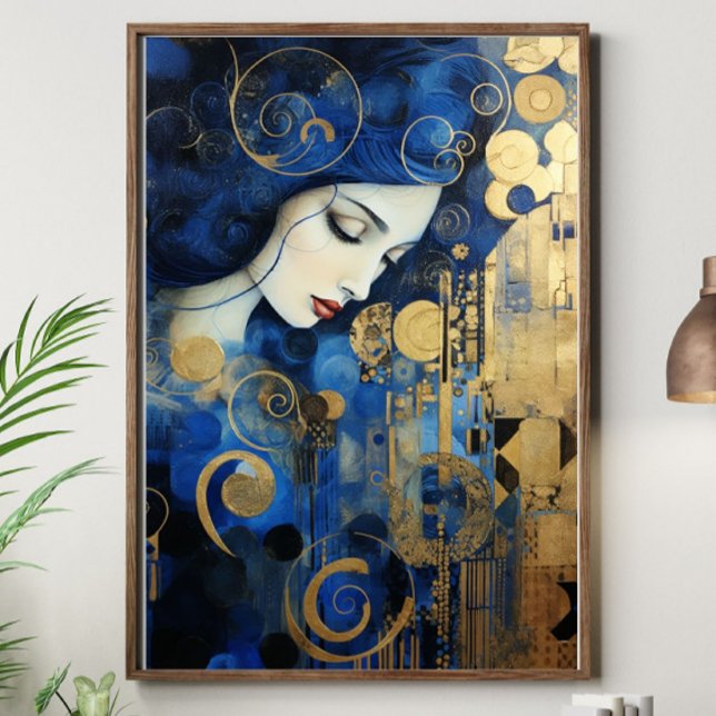 Célestia en or – Femme Art Déco bleu et or (Créateur téléchargé)
