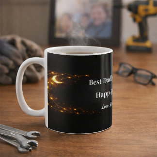 Celestial Best Dad Mug Black Gold Keepsake Gift