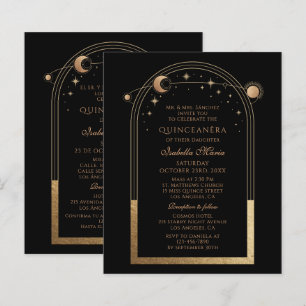 Celestial Black Gold Bilingue Espagnol Quinceañera