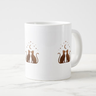 Celestial Cats Crescent Moon Coffee Mug