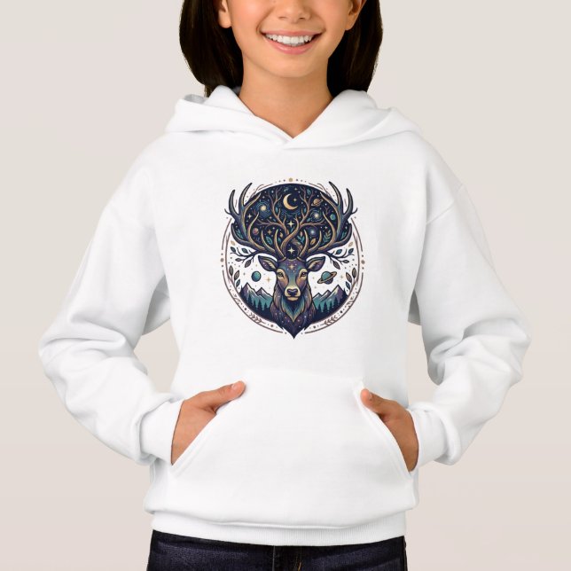 Celestial Deer Mystical Moon & Star Art Stag (Devant)
