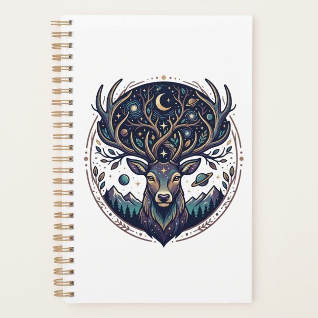 Celestial Deer Mystical Moon & Star Art Stag (Devant)