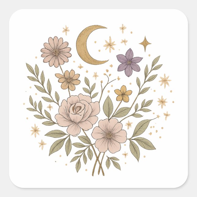 Celestial Garden” Mystical Floral Sticker (Devant)