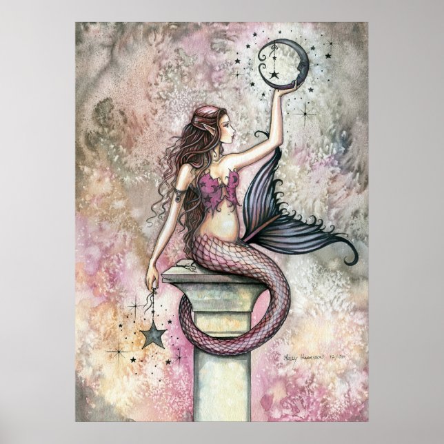 Celestial Mermaid Fantasy Art Poster Print (Devant)