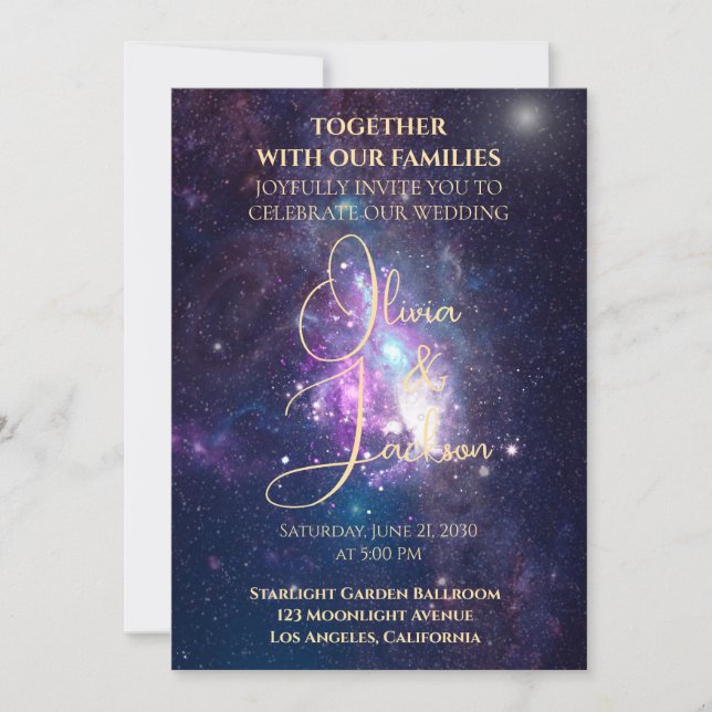 Celestial Starry Night Wedding Invitation (Devant)