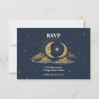 Celestial Starry Night Wedding RSVP Card