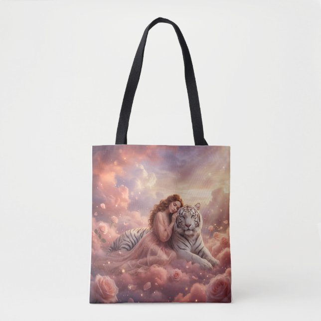 Celestial White Tiger Fantasy Tote Bag (Devant)