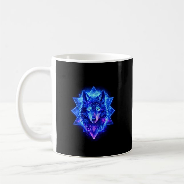 Celestial Wolf • Cosmic Energy Guardian Throw Mug (Gauche)