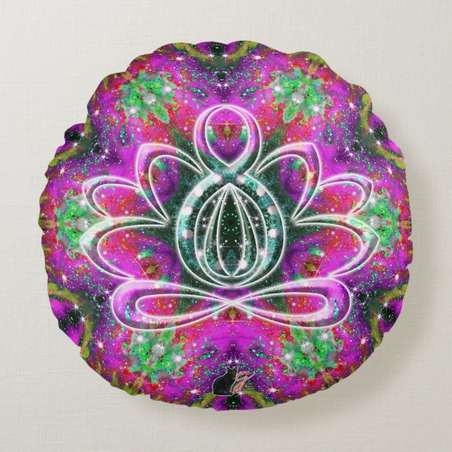 Celestial Zen Lotus Coussin rond (Devant)