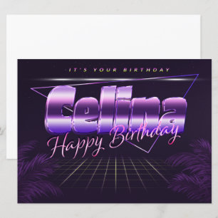Celina Nom Prénom lila retro Carte Anniversaire