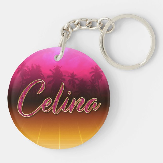 Celina Prénom Golden rose Porte-clés (Dos)