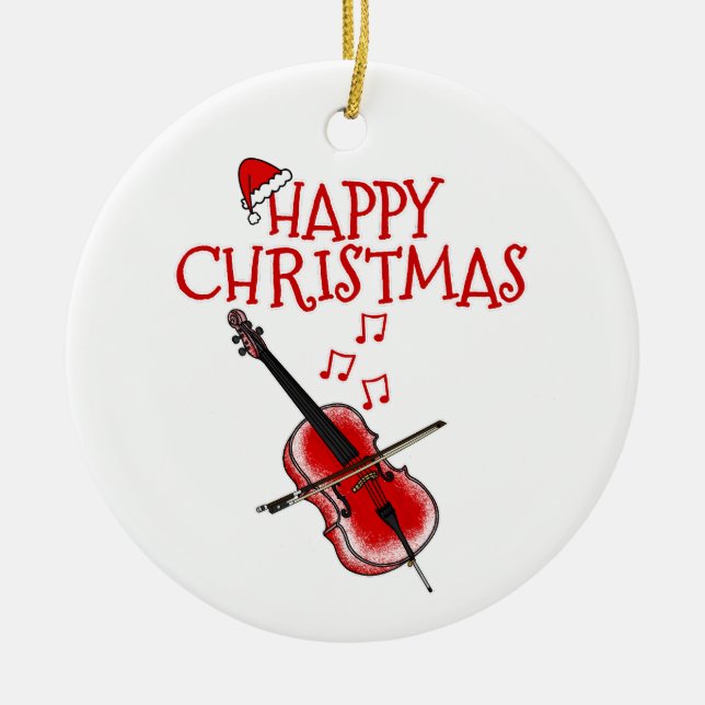 Cello Cellist String Musicien Ornement de Noël (Devant)