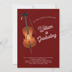 Cello musicien Graduician Party Musique Invitation