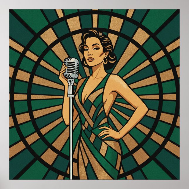 Cello Player Poster Elegant Stained Glass Music  (Devant)