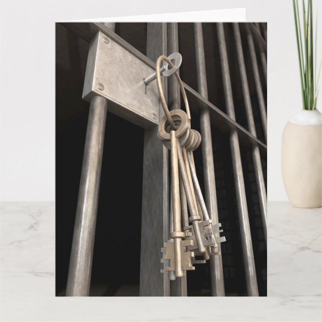 Cellule De Prison Avec Porte Fermée Et Carte De Cl (Devant)