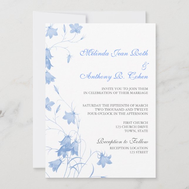Cellules bleues - Faire-part de mariage bleu 5x7 (Devant)