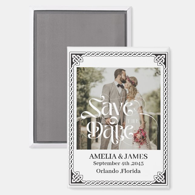 Celtic Frame Wedding Save the Date Magnet (Recto/Verso)