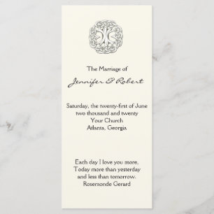 Celtic Tree of Life Wedding Programme